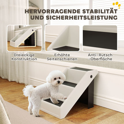 Schůdky pro mazlíčky, 3 stupně, skládací, 36.5 cm, krémově bílé