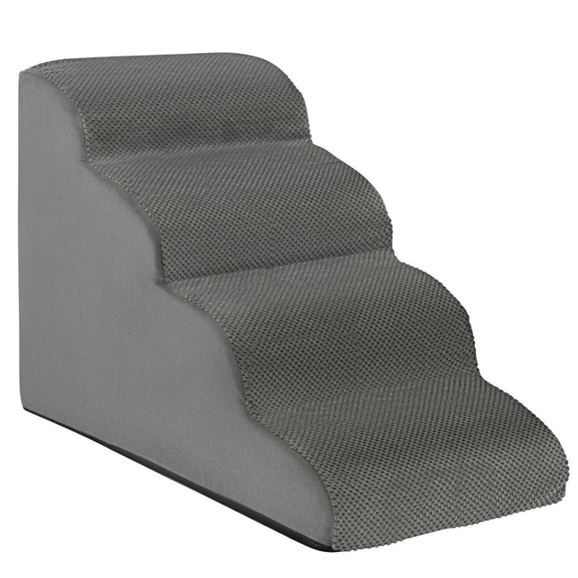 Schůdky pro mazlíčky protiskluzová 4stupňová rampa pro psy z pěny 72 x 41 x 51 cm šedá