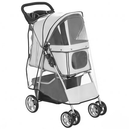 Kočárek pro mazlíčky, skládací s pláštěnkou, reflexní, nosnost 10kg