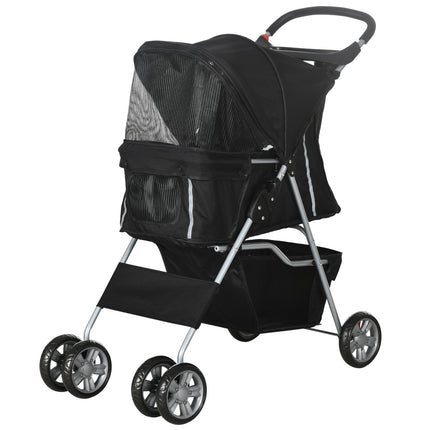 Kočárek pro malé psy, skládací, černý, nosnost 10kg