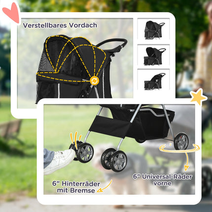 Kočárek pro malé psy, skládací, černý, nosnost 10kg