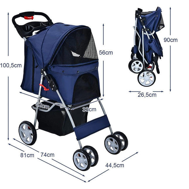 Kočárek pro malé mazlíčky, skládací, nosnost 15 kg