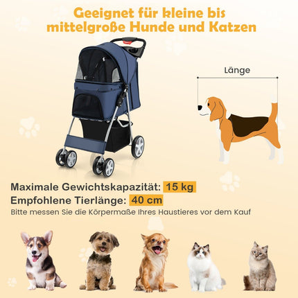 Kočárek pro malé mazlíčky, skládací, nosnost 15 kg