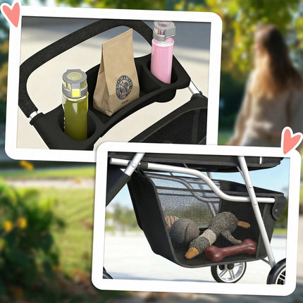 Haustier-Kinderwagen mit Netzverdeck, zusammenklappbar, 10 kg Fassungsvermögen