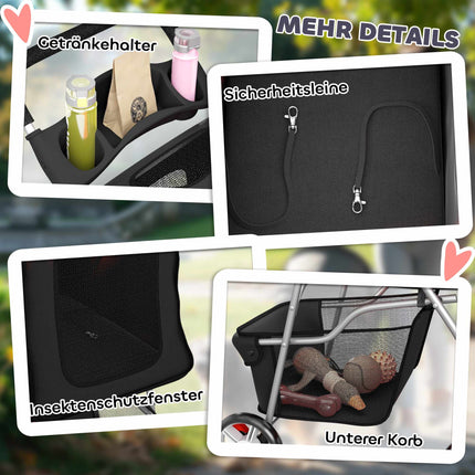 Hondenbuggy met gaasramen, opvouwbaar, voor kleine huisdieren