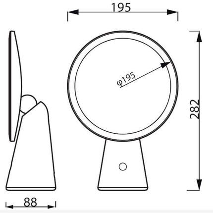 Philips Portable Mirror with LED Light, 3 Light Settings, White