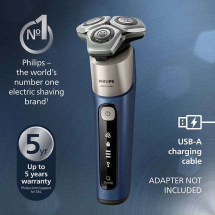 Philips Shaver Series 6000 Wet & Dry with SkinIQ, Beard Styler, Nose Trimmer