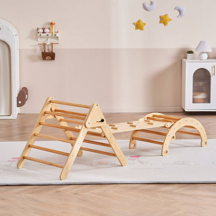 Pikler Triangle Set 5-in-1, Ramp and Arch, Wood