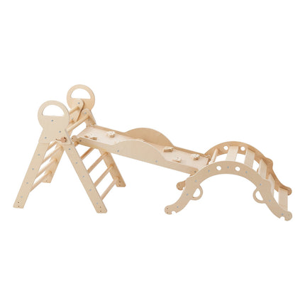 Pikler Triangle Set, 9-in-1 Foldable Solid Wood, 150 lb