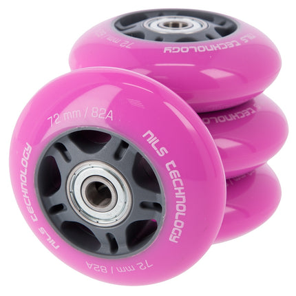 Pink 72x24 82A Rollen (4 St.) + ABEC-7 Kugellager (8 St.) Set