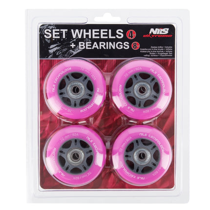 Pink 72x24 82A Rollen (4 St.) + ABEC-7 Kugellager (8 St.) Set