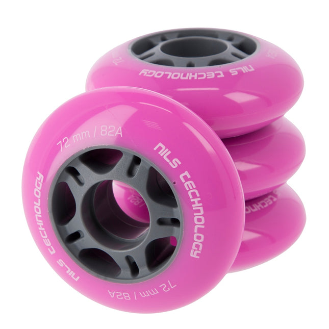 Skateboardová kolečka 72x24mm 82A, sada 4 ks, růžová