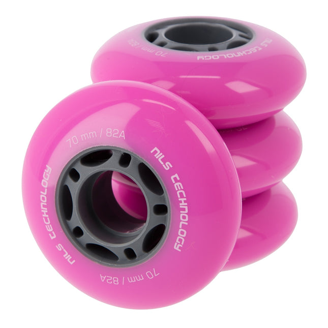 PU kolečka na brusle 82A, 70x24mm, sada 4 ks, růžová