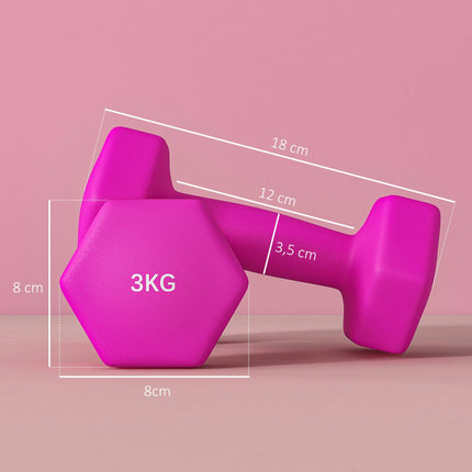 Sada šestihranných činek, 2 x 3 kg, protiskluzové, šetrné k podlaze, růžová