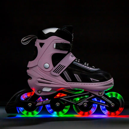 LED kolečkové brusle, velikost M (35-38), růžová