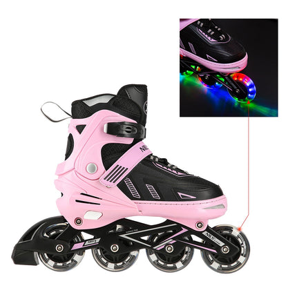 LED kolečkové brusle, velikost M (35-38), růžová