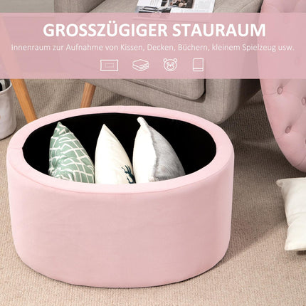 Oválná čalouněná lavice s úložným prostorem – sametový hladký polyester, růžová