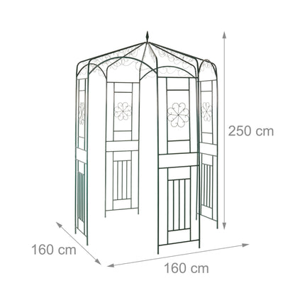 Elegantní zahradní pavilon v zelené úpravě, kov