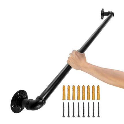 Pipe Stair Handrail 3 Ft, Carbon Steel Wall Mount