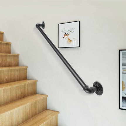 Pipe Stair Handrail 3 Ft, Carbon Steel Wall Mount