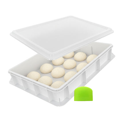 Box na kynutí těsta na pizzu s víkem, pojme 12–16 bochánků