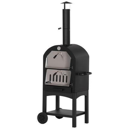 Outdoor pizza oven on wheels - wood fired, 3 tier