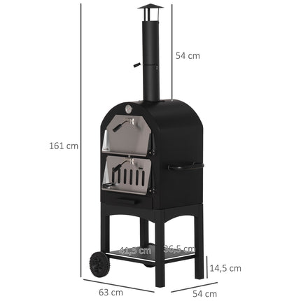 Outdoor pizza oven on wheels - wood fired, 3 tier