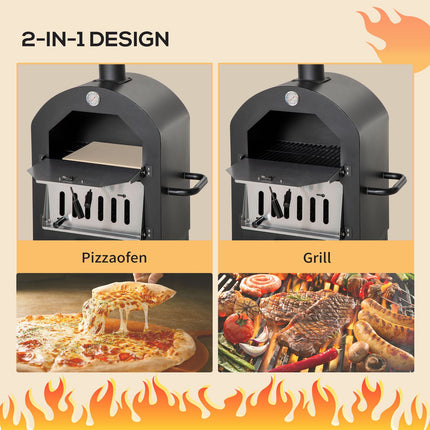 Outdoor pizza oven on wheels - wood fired, 3 tier