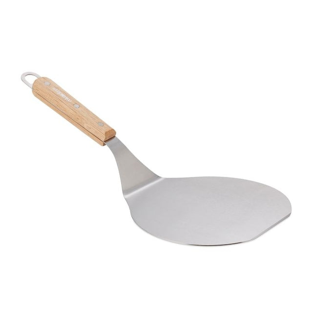 Lopata na pizzu se světle hnědou dřevěnou rukojetí