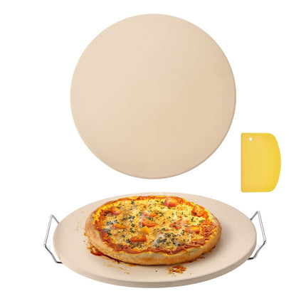 Pizza Stone 16 Inch Cordierite, 17 mm Thick, Stand