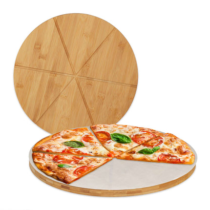 Prkénko na pizzu z bambusu, 2 ks, s pečicím papírem