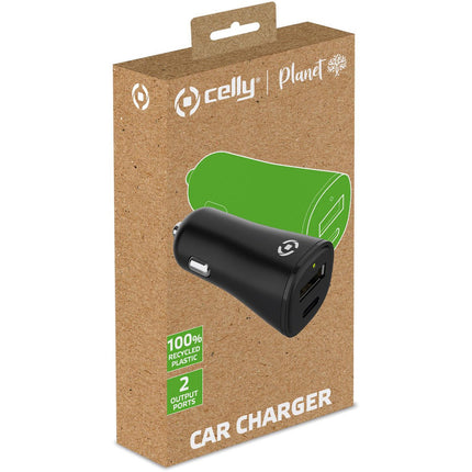 Nabíječka do auta Planet USB-A + USB-C 32W ze 100% recyklovaného plastu, černá