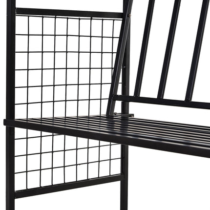 Černý kovový zahradní oblouk s lavičkou - 154 x 60 x 205 cm