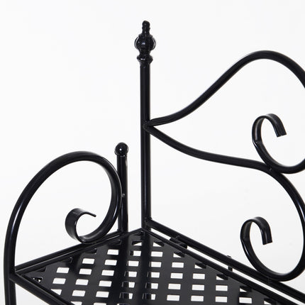 Plant shelf in black metal with 3 levels - 56x30x114 Cm
