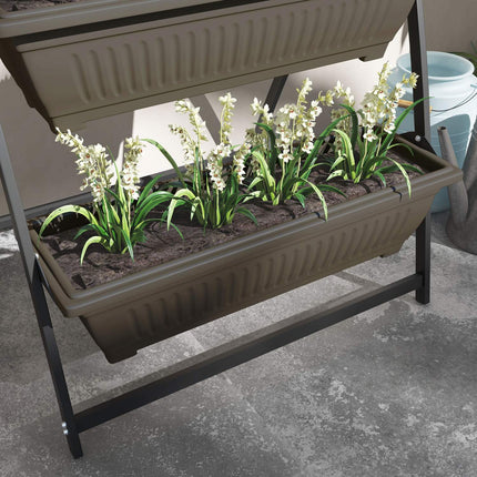 Plant stand in steel in 4 levels, brown, with holes for the garden