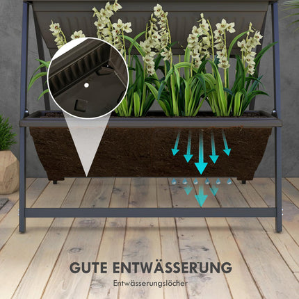 Plant stand in steel in 4 levels, brown, with holes for the garden