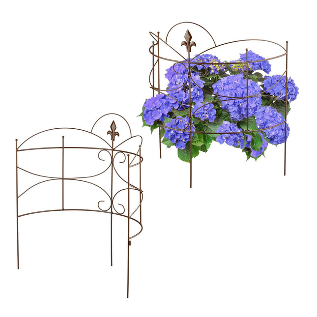 Opěrné tyče k rostlinám, 2dílné železné s designem fleur-de-lis