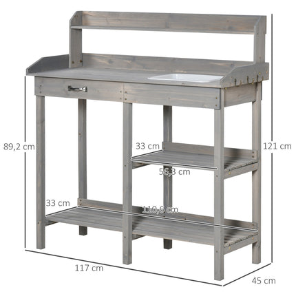 Zahradní stůl s truhlíkem na květiny, šedý 117×45×121 cm