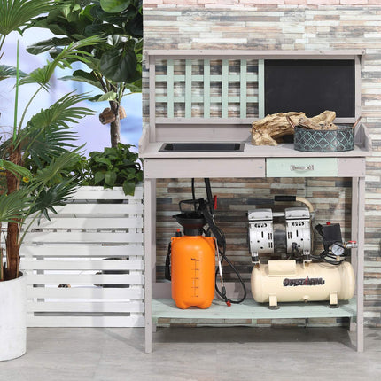 Zahradní stůl se zásuvkou a podnosem, mátově zelený smrk
