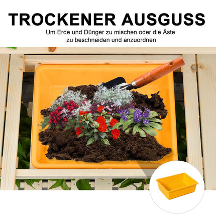 Adjustable spruce garden table with hooks - 100x40x140 cm