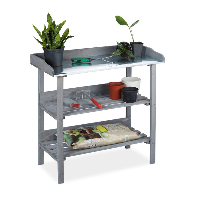 Planter table wood gray
