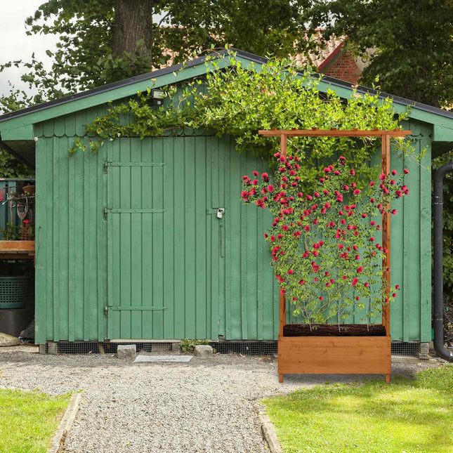Plantenbak met trellis en luifel - dennenhout, balkongebruik