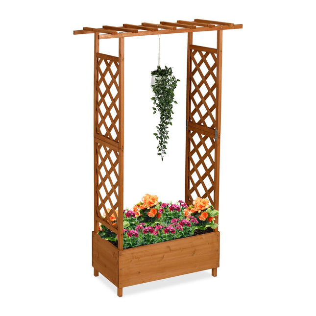 Plantenbak met trellis en luifel - dennenhout, balkongebruik