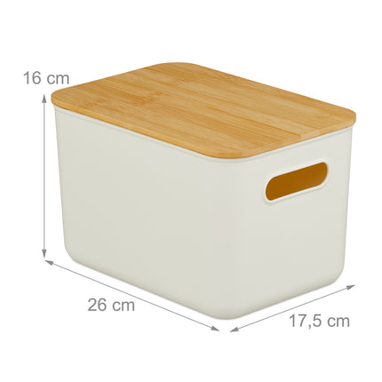Plastové úložné boxy s bambusovými víky, sada 2 ks