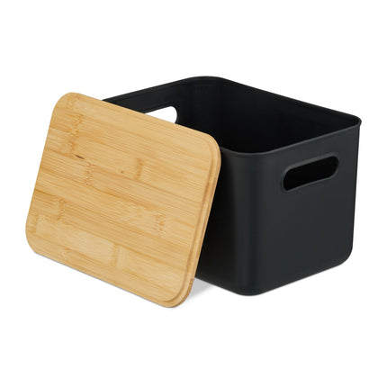 Plastové úložné boxy s bambusovými víky, sada 2 ks
