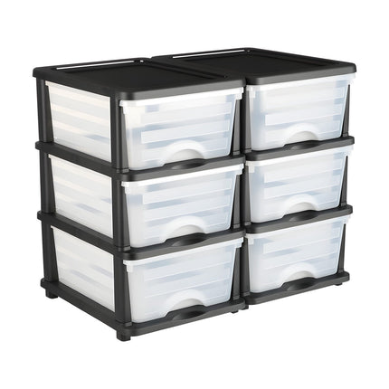 Plastic Storage Drawer Organizer, 2-Pack, 6 Drawers