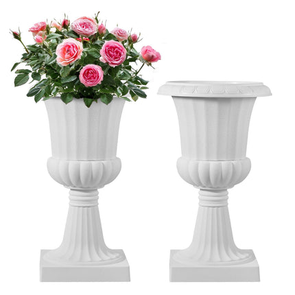 Plastic Urn Planters, 25 x 42 cm, 2-Pack, White