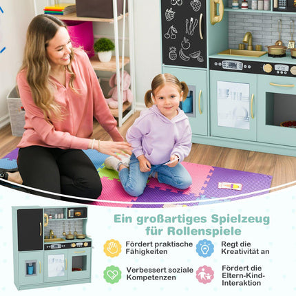 Play Kitchen Set with Chalkboard, Sink, and Oven – Green