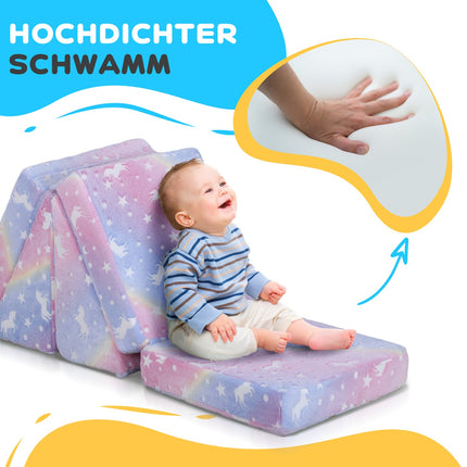 Dětská pěnová pohovka, rozkládací, zářivě růžový samet, 5dílná