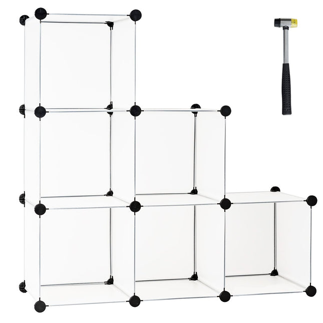 Insteekplank van 6 kubussen DIY kubusplank stapelbaar van kunststof plankensysteem trapplank wit